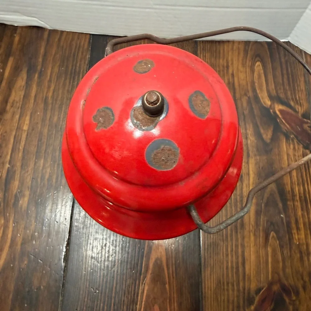 Vintage Coleman 200A Lantern Red Single Mantle Amber Pyrex Globe USA Made AS IS